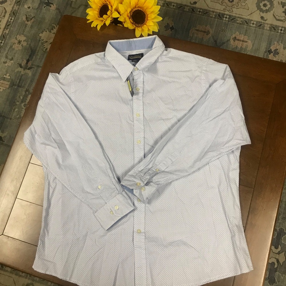 Daniel Cremieux Premium Denim Long Sleeve Woven pattern Shirt Light Blue‎ XXL